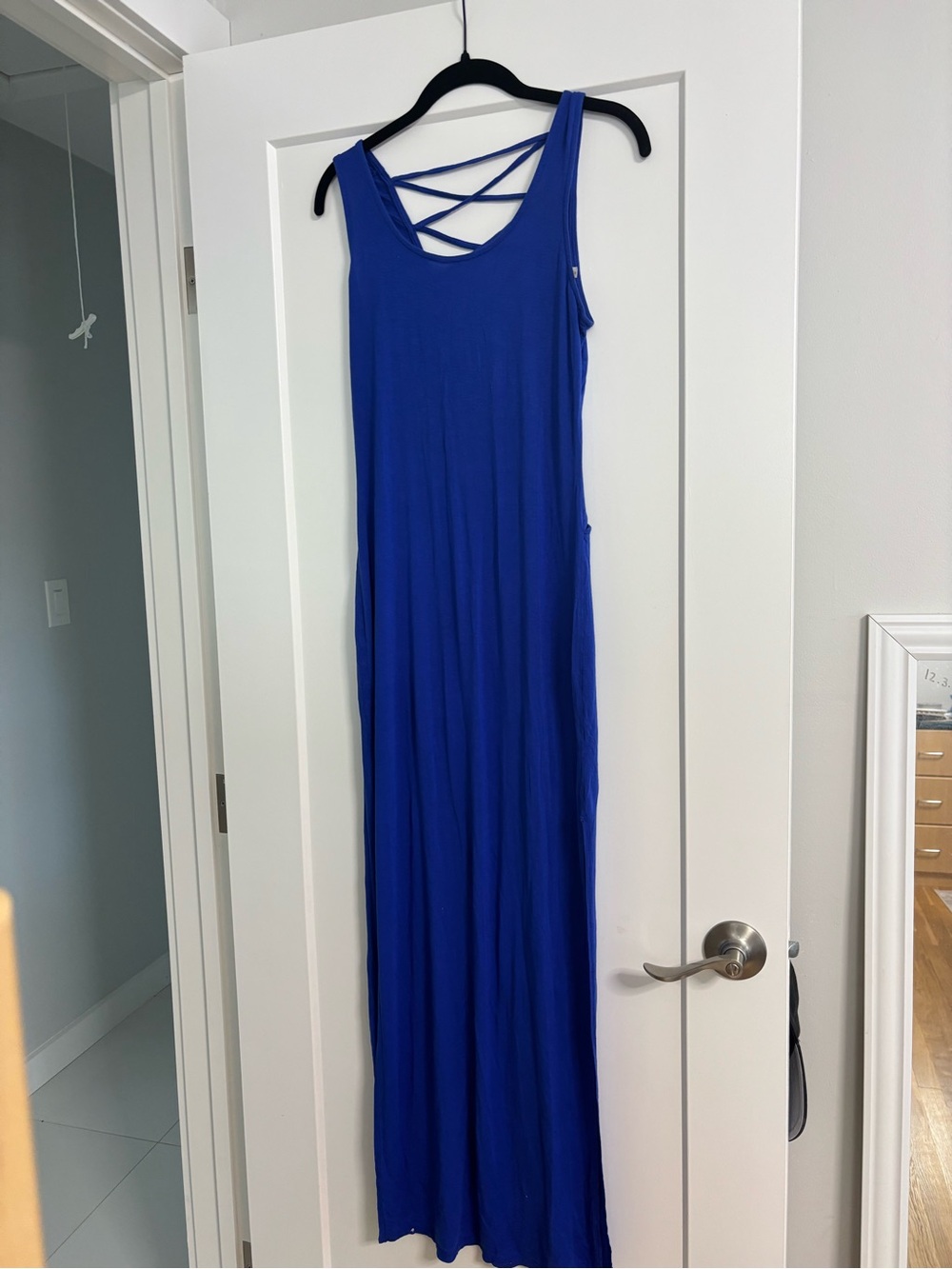 A+ Ellen Royal Blue Sleeveless Crisscross Back Maxi Dress